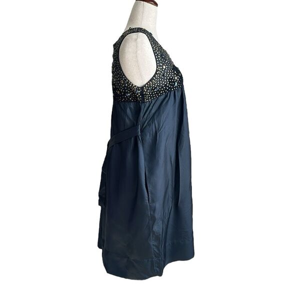 NWT Gold Hawk Women’s 100% Silk Hand Embellished Babydoll Regency Dress Blue L - Picture 3 of 11